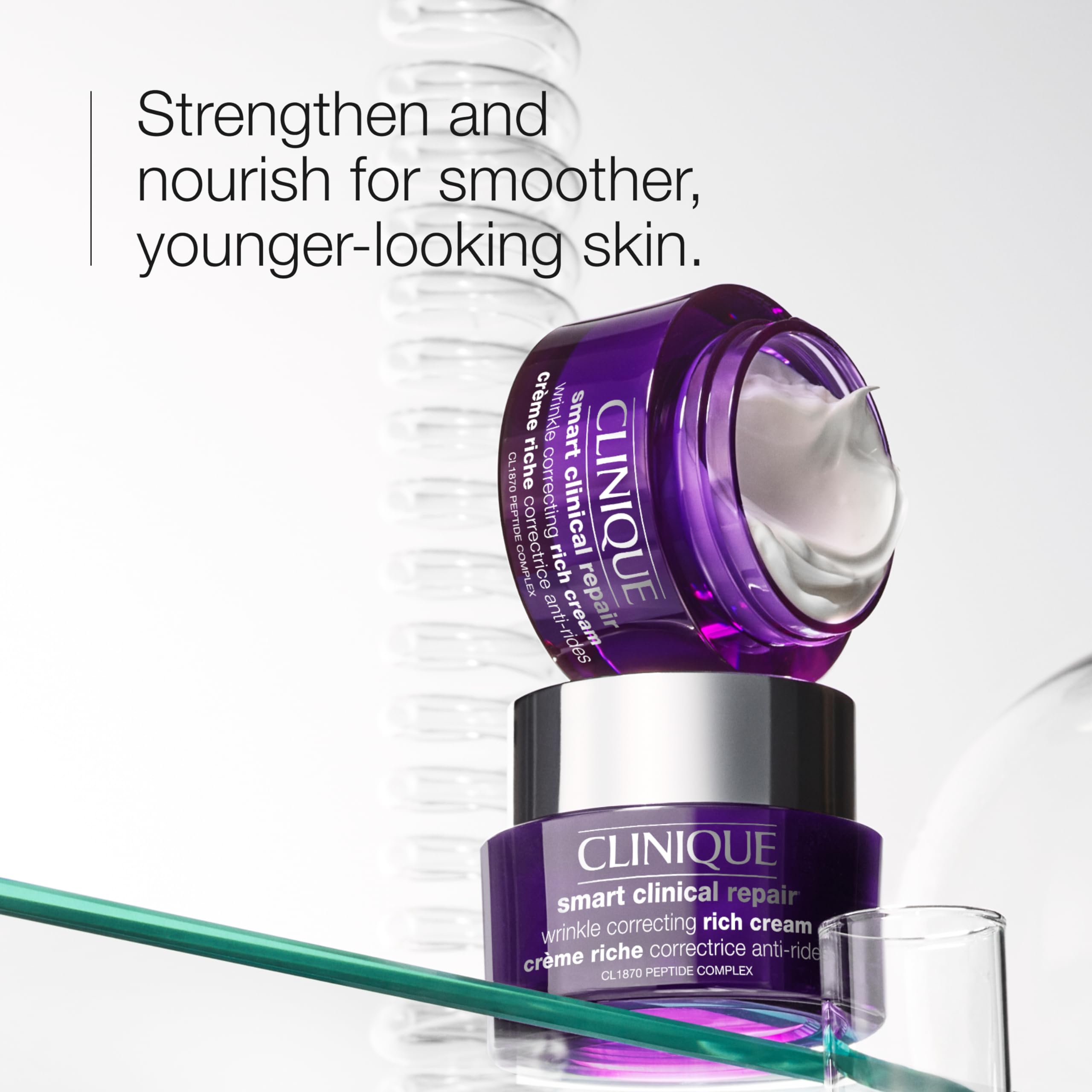 Clinique Smart Clinical Repair Wrinkle Correcting Rich Face Cream with Peptides + Hyaluronic Acid | Anti-Aging + Hydrating, 1.7 Fl Oz